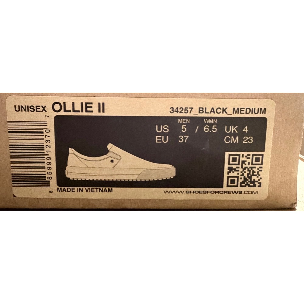 Shoes For Crews Ollie II Black Leather Slip On SR Work Shoes 34257 M-5 W-6.5 NEW - Picture 5 of 14